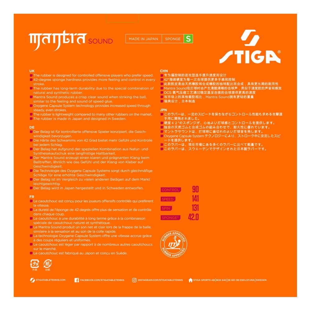 STIGA Table Tennis rubber MantraSound