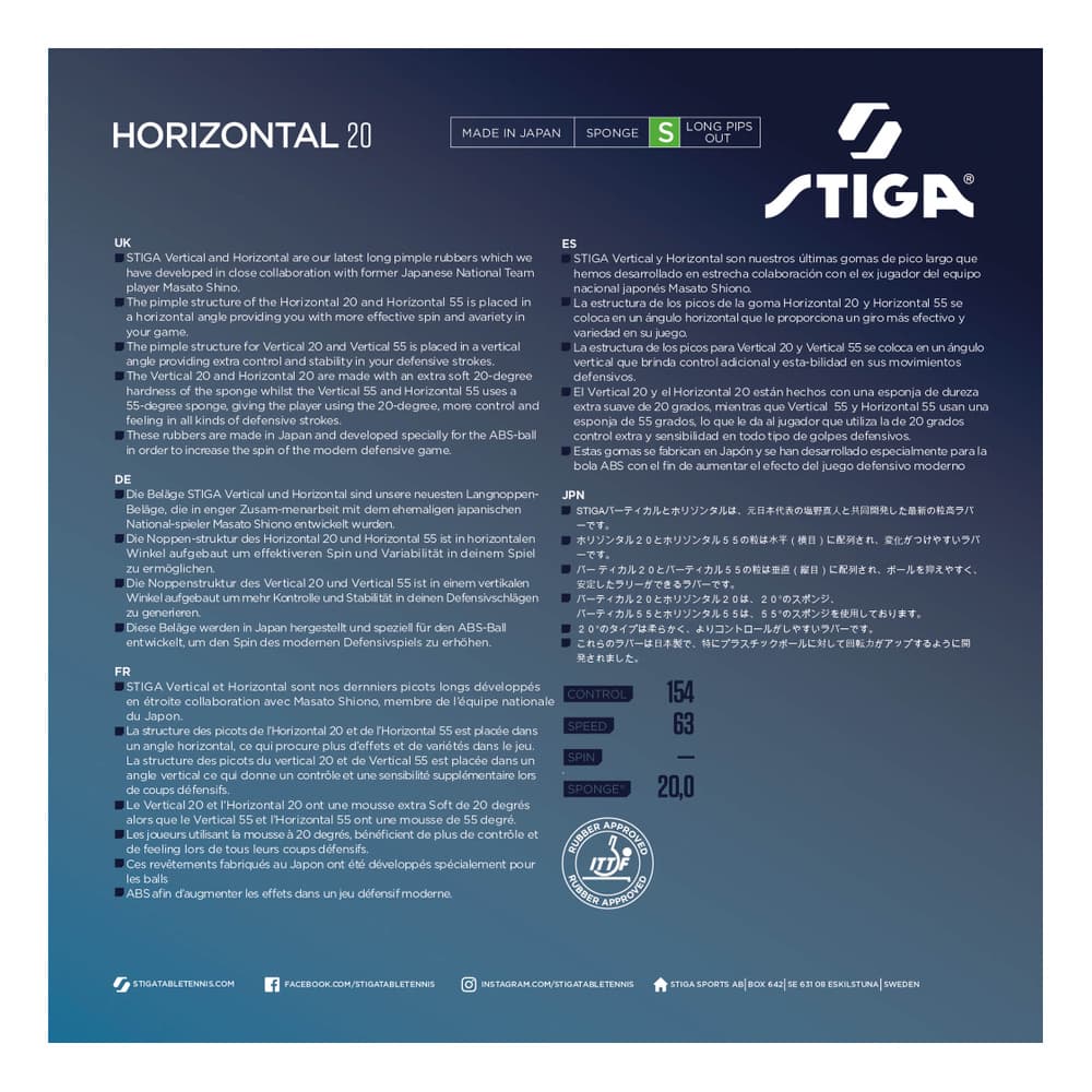 STIGA Table Tennis rubber Horizontal 20