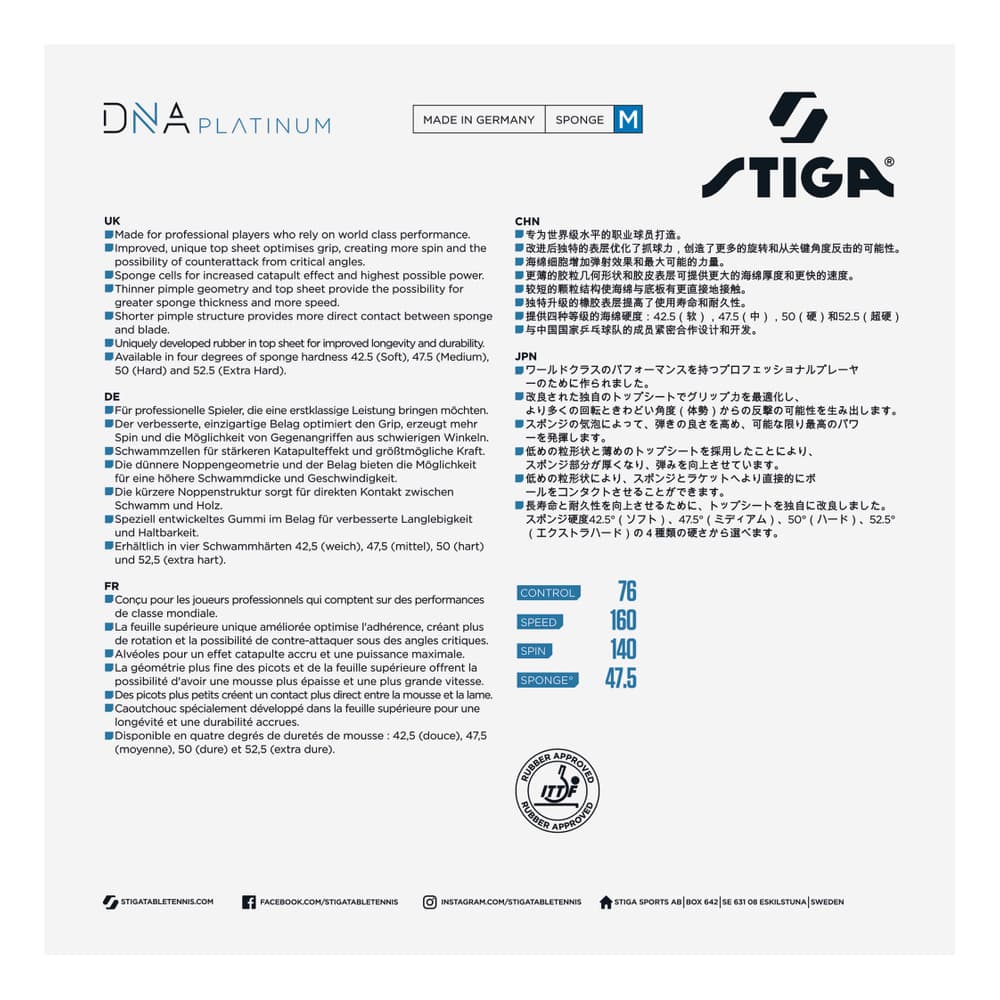 STIGA DNA Future M Table tennis rubber Platinum M