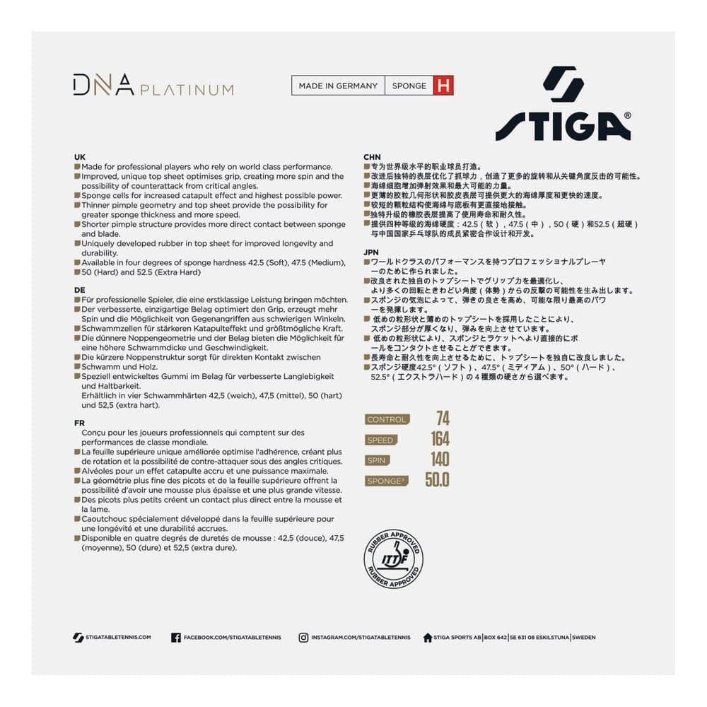 STIGA DNA Future M Table tennis rubber Platinum H