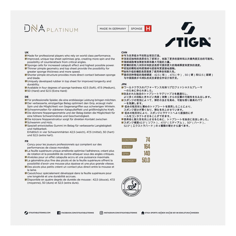 STIGA DNA Future M Table tennis rubber Platinum H
