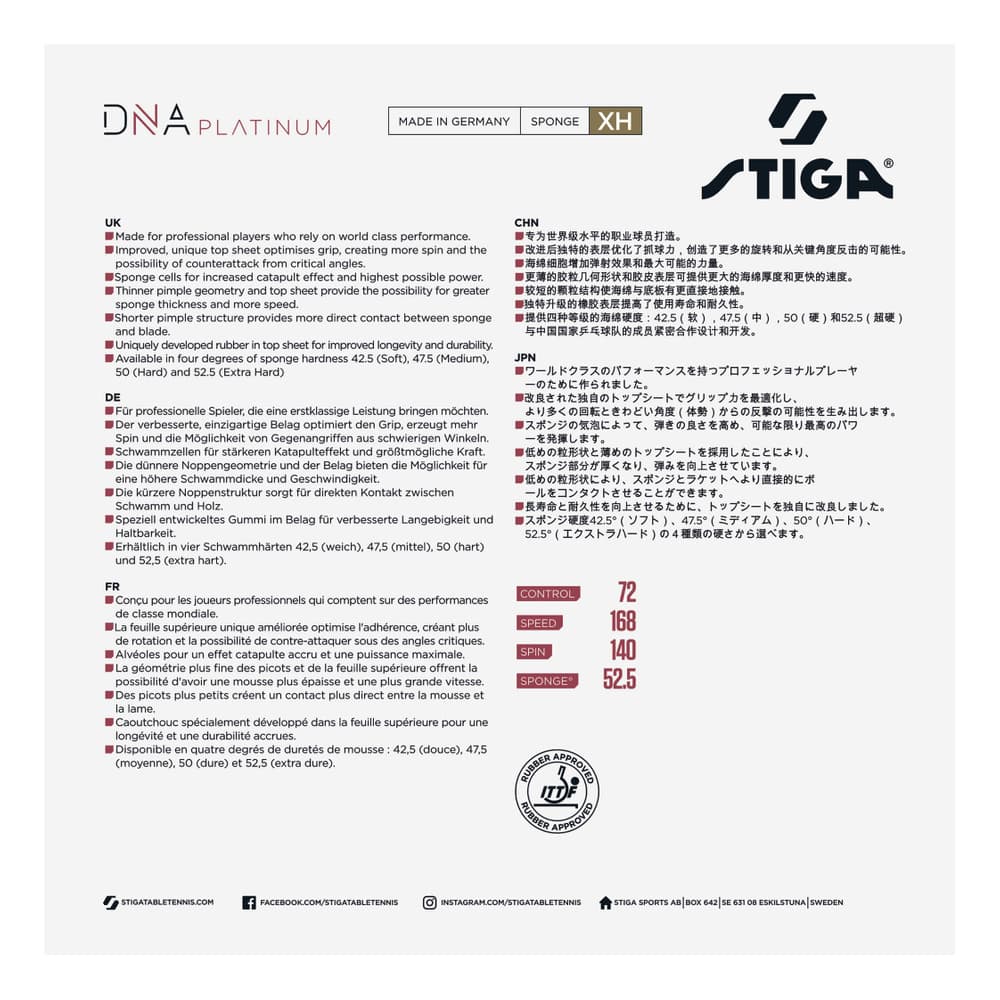STIGA DNA Future M Table tennis rubber Platinum XH